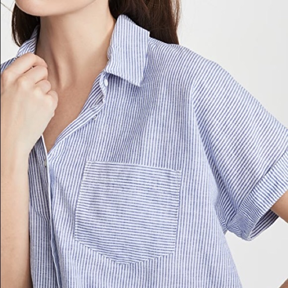 NWT DL1961, Chrystie Top, blue stripe, L - Picture 5 of 13